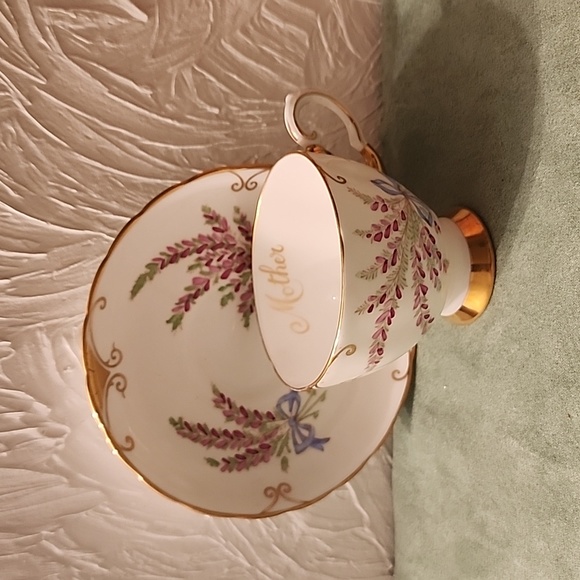 This Royal Grafton teacup & saucer pink with gold accents.. MOTHER..England - Picture 1 of 10